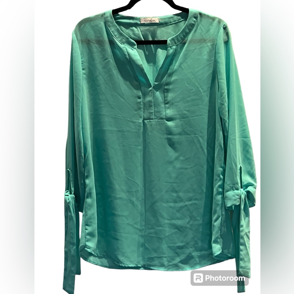 Caralase Shear Turquoise Tunic Blouse